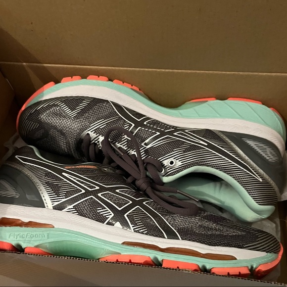 Asics Shoes - NWT Asics Gel-Nimbus 19 in Carbon/White/Flash Coral Size 8